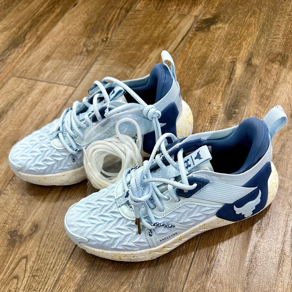 Under Armour Women's Project Rock 6 Training Shoes size 7, Blue/White Trainers - Picture 6 of 12